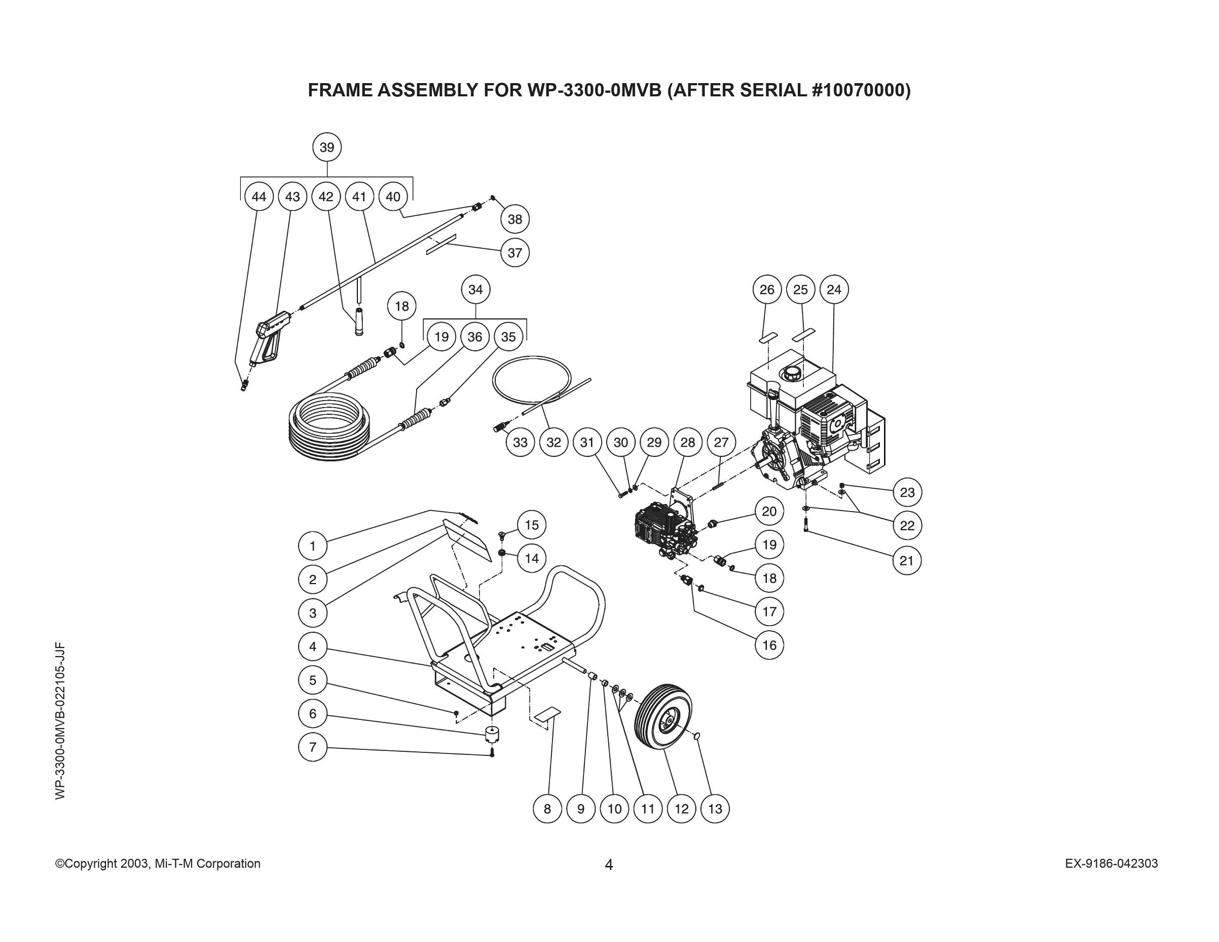 WP-3300-0MVB Pressure washer breakdown, parts & owners manual